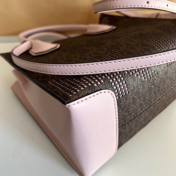 MICHAEL KORS Mercer Medium Pebbled Leather Crossbody Bag Brown/Pink Perforated - Picture 14 of 16
